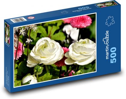 Pryskyřník - květina, zahrada - Puzzle 500 dílků, rozměr 46x30 cm