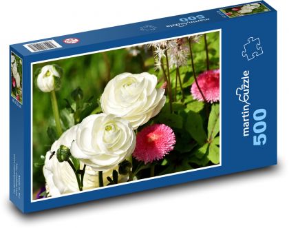 Pryskyřník - květina, zahrada - Puzzle 500 dílků, rozměr 46x30 cm