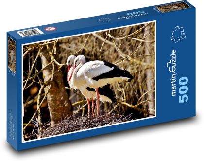 Bociany - hniezdo, vtáky - Puzzle 500 dielikov, rozmer 46x30 cm 