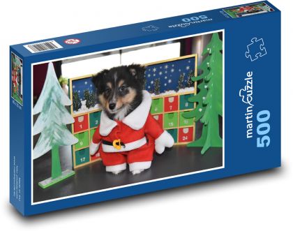 Pes - Vánoční kostým, štěně - Puzzle 500 dílků, rozměr 46x30 cm