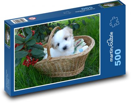 Szczeniak w koszyku - Puzzle 500 elementów, rozmiar 46x30 cm