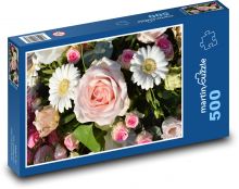 Kytice - růže, sedmikrásky Puzzle 500 - 46x30 cm