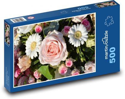 Kytice - růže, sedmikrásky - puzzle 500 dílků