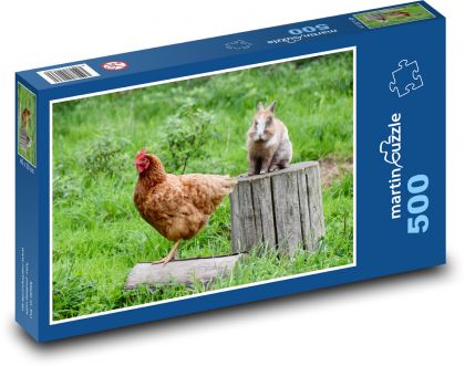 Slepice a králík - puzzle 500 dílků