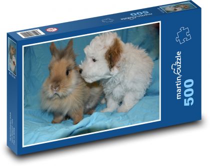 Dwarf rabbit and dog - Puzzle of 500 pieces, size 46x30 cm 