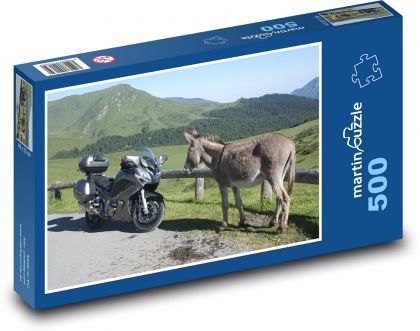 Setkání - motocykl a osel - Puzzle 500 dílků, rozměr 46x30 cm