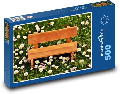 Lavička - louka, tráva - Puzzle 500 dílků, rozměr 46x30 cm