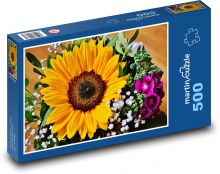 Słonecznik - bukiet, lato Puzzle 500 elementów - 46x30 cm