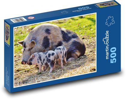 Pig - piglet, cubs - Puzzle of 500 pieces, size 46x30 cm 