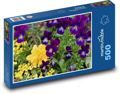 Fialky - květiny, fialové květy - Puzzle 500 dílků, rozměr 46x30 cm