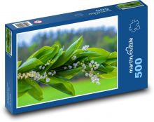 Konvalinky - bílé květy, rostliny Puzzle 500 - 46x30 cm