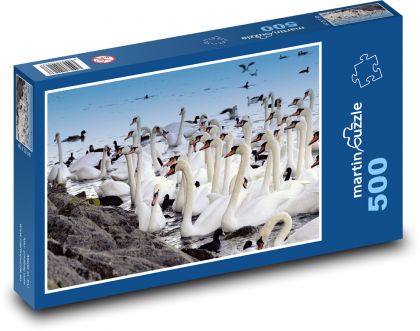 Swans - animal, pond - Puzzle of 500 pieces, size 46x30 cm 