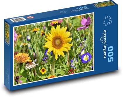 Slunečnice - květiny, záhon - Puzzle 500 dílků, rozměr 46x30 cm