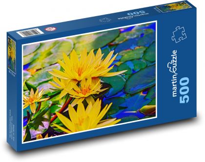 Lekno - žltý kvet, rybník - Puzzle 500 dielikov, rozmer 46x30 cm 