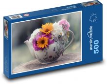 Kytica - kanvica na čaj, kvety Puzzle 500 dielikov - 46 x 30 cm 