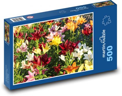 Lilie - zahrada, květiny - Puzzle 500 dílků, rozměr 46x30 cm
