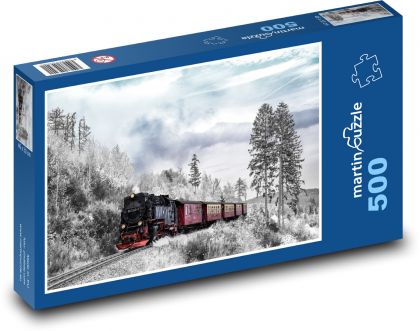 Train - winter, landscape - Puzzle of 500 pieces, size 46x30 cm 