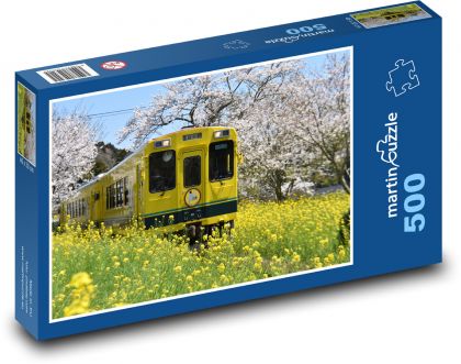 Japonsko - vlak, jaro - puzzle 500 dílků