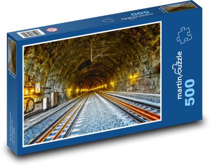 Železniční tunel - koleje, železnice - Puzzle 500 dílků, rozměr 46x30 cm