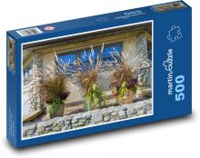 Kvety v kvetináči - dekorácia, tráva Puzzle 500 dielikov - 46 x 30 cm
