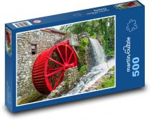 Watermill - red wheel, waterfall Puzzle of 500 pieces - 46 x 30 cm 