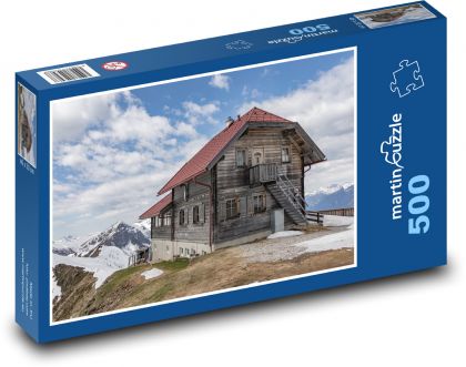 Chata - hory, sneh - Puzzle 500 dielikov, rozmer 46x30 cm 