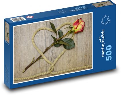 Srdce - růže, láska - Puzzle 500 dílků, rozměr 46x30 cm