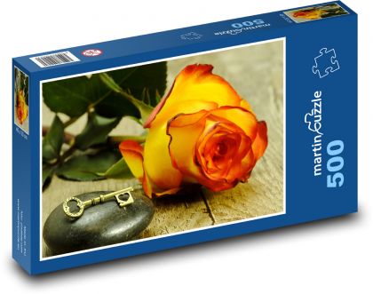 Key - heart, rose - Puzzle of 500 pieces, size 46x30 cm 