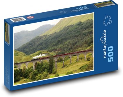 Scotland - steam train, landscape - Puzzle of 500 pieces, size 46x30 cm 