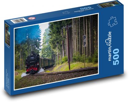 Train - forest, tracks - Puzzle of 500 pieces, size 46x30 cm 