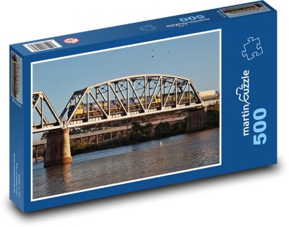 Pociąg - rzeka, most - Puzzle 500 elementów, rozmiar 46x30 cm