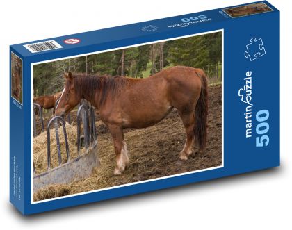 Hnedý kôň - farma, vidiek - Puzzle 500 dielikov, rozmer 46x30 cm 