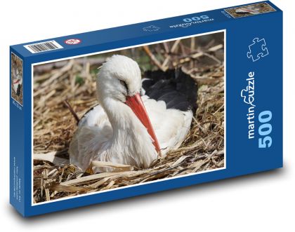 Bocian - ptak, zwierzę - Puzzle 500 elementów, rozmiar 46x30 cm