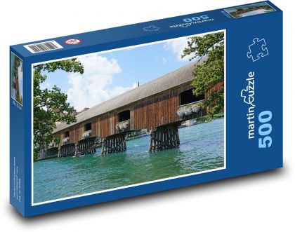 Dřevěný most - Rýn, řeka - Puzzle 500 dílků, rozměr 46x30 cm