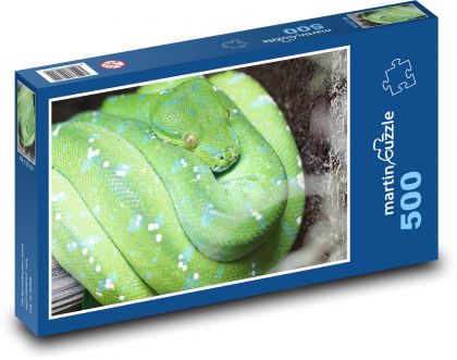 Green python - snake, animal - Puzzle of 500 pieces, size 46x30 cm 