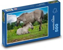 Kôň - kobyla, žriebä Puzzle 500 dielikov - 46 x 30 cm 