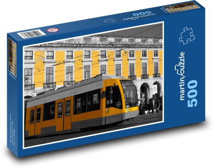 Električka - budova, preprava - Puzzle 500 dielikov, rozmer 46x30 cm 