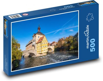 Budynek - miasto, rzeka - Puzzle 500 elementów, rozmiar 46x30 cm