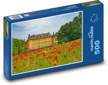 Hrad - vlčí mák, květiny Puzzle 500 - 46x30 cm