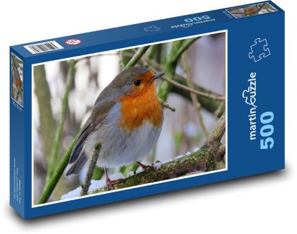 Červenka - vták, zima - Puzzle 500 dielikov, rozmer 46x30 cm 