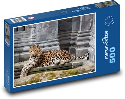 Lampart - bestia, zwierzę - Puzzle 500 elementów, rozmiar 46x30 cm