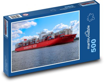 Hamburg - kontejnerová loď, Labe - Puzzle 500 dílků, rozměr 46x30 cm