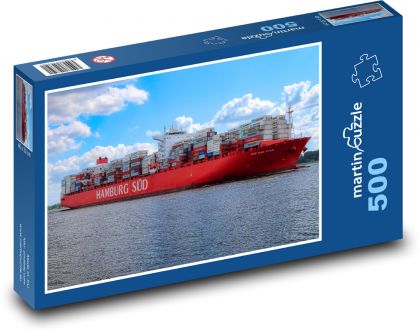 Hamburg - kontenerowiec, Łaba - Puzzle 500 elementów, rozmiar 46x30 cm