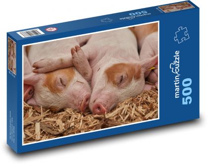 Spící selata - prase domácí, farma - Puzzle 500 dílků, rozměr 46x30 cm