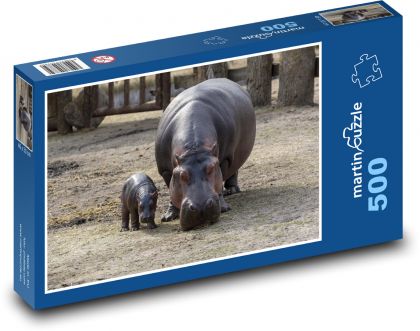 Hippopotamus - Copenhagen Zoo, animal - Puzzle of 500 pieces, size 46x30 cm 