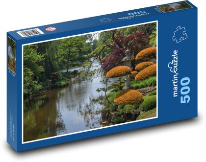 Japonská zahrada - orientální park, jezero  - Puzzle 500 dílků, rozměr 46x30 cm