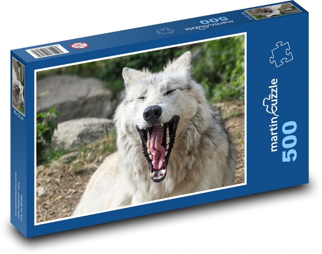 Yawning wolf fangs muzzle Puzzle of 500 pieces size 46x30 cm