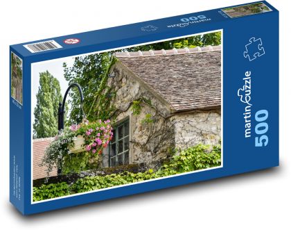Starý dom - kvety, vegetácia - Puzzle 500 dielikov, rozmer 46x30 cm 