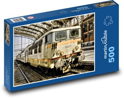 Vlak na nádraží - stanice, dráha  - puzzle 500 dílků