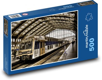 Train station - train, station - Puzzle of 500 pieces, size 46x30 cm 